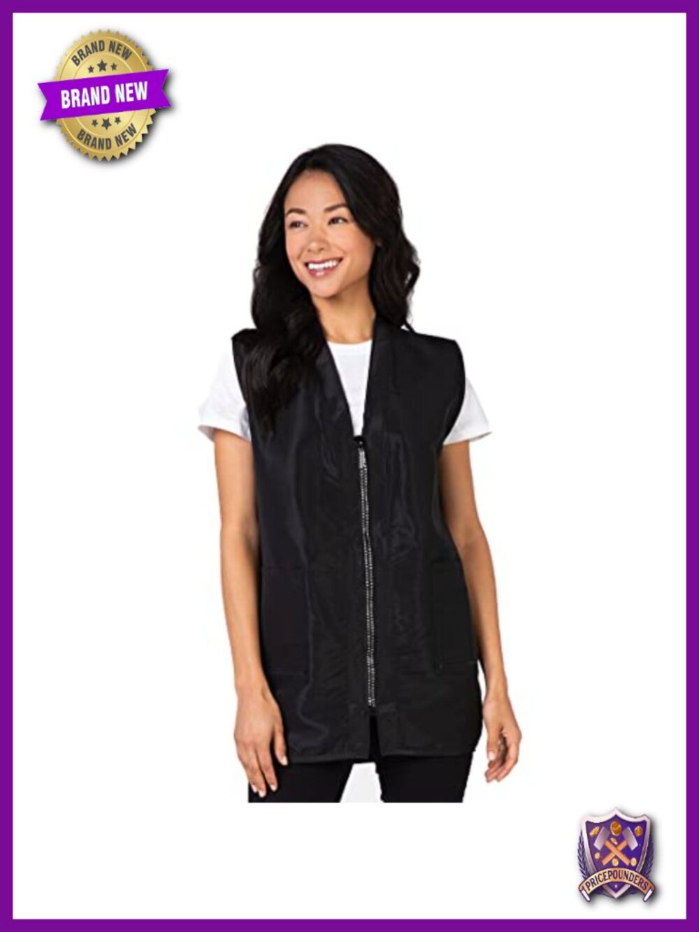 Rhinestone Zipper Salon Stylist Vest, Nylon, Adjustable